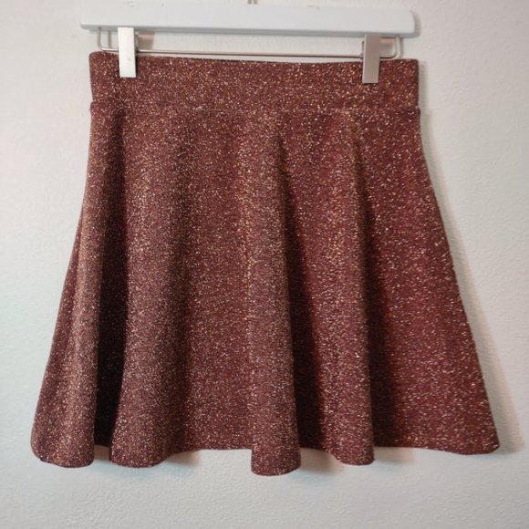 Forever 21 Brown Sparkly Swing Mini Skirt Medium - Picture 2 of 5